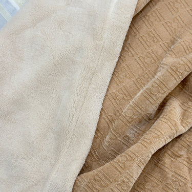Camel Brown Mink Blanket with Sherpa Lining closeup view