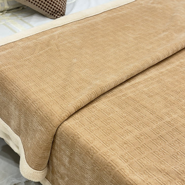 Camel Brown Mink Blanket with Sherpa Lining overall view