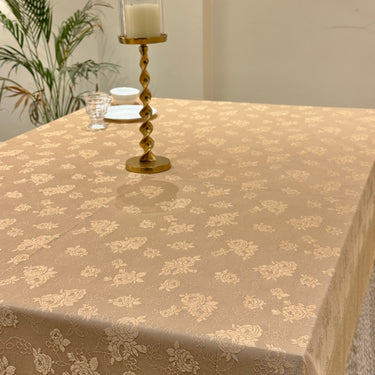 Camel Jacquard Rose Table Cover overall view
