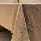 Camel Jacquard Rose Table Cover side view