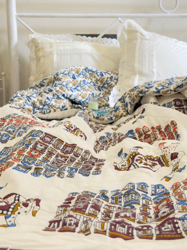 Camel Jaipuri Reversible Quilt | aesthetic view