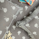 Charcoal Grey floral Double Lace 400TC Bedsheet | King Size | focus view