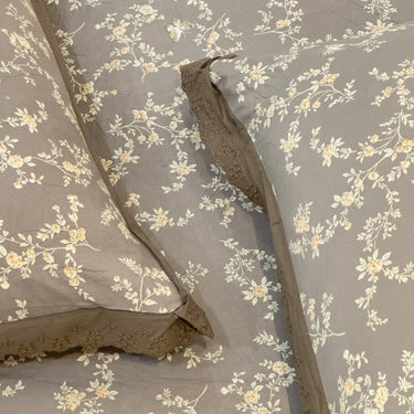 Chocolate Waffle Cotton Feel Double Bed Bedsheet Set with Soft Comfort Layer & Lace Detailed Pillow Covers (250 x 270 cm) | focus view