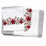 Cloud Grey Embroidered Pure Cotton Linen Bedsheet | 110 X 110 front view