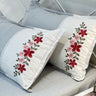 Cloud Grey Embroidered Pure Cotton Linen Bedsheet | 110 X 110 side view