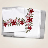 Cloud Grey Embroidered Pure Cotton Linen Bedsheet | 110 X 110 | studio front view