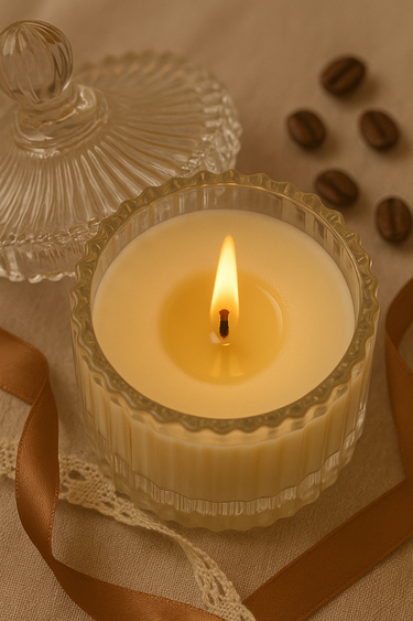 Coffee Scented Soy Wax Candle | close view