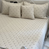 Cream Cotton Polka 5 piece bedcover set | Side View