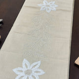 Cream Embroidered Floral Table Runner | Close View