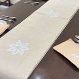 Cream Embroidered Floral Table Runner | Side View