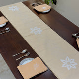 Cream Embroidered Floral Table Runner | Top View