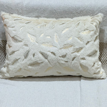 Cream Soft Faux Fur Center Cushion Cover – front