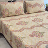 Cream floral buta jaipuri print quilted bedcover | overall view