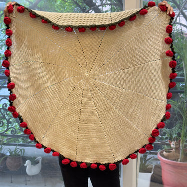 Crochet Rose Bouquet Sofa Throw | full view