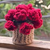 Crochet Rose Coaster with Basket Holder | full view