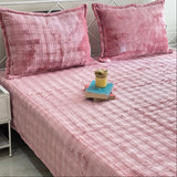 Dark pink soft warm velvet bedsheet | full view