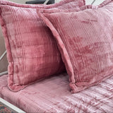 Dark pink soft warm velvet bedsheet | pillow view