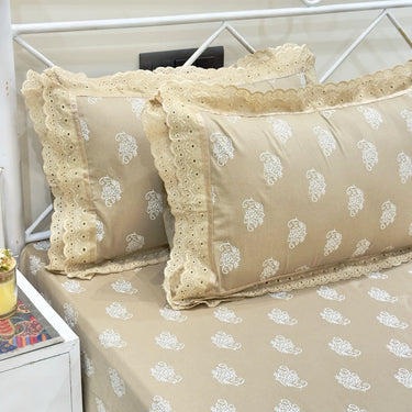 Diwali Special Hamper – Brown leaf bedsheet & Special Handcrafted Products by Mothers | bedsheet image