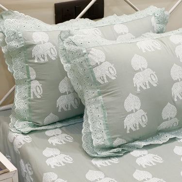 Diwali Special Hamper – Green Elephant bedsheet & Special Handcrafted Products by Mothers | bedsheet image