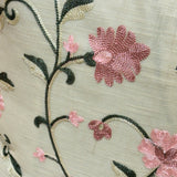 Dusky Cream Floral Embroidered Cushion Cover | focus view