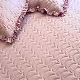 Dusty Rose Quilted Cotton Bedcover with Frill Pillow Covers | frill view