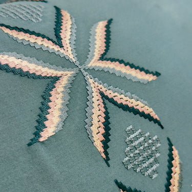Elegant Teal Embroidered Cotton Bedsheet Set with Pillow Covers – Soft, Stylish & Durable detailing 