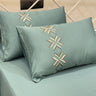 Elegant Teal Embroidered Cotton Bedsheet Set with Pillow Covers – Soft, Stylish & Durable pillows 