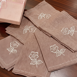 Embroidered Floral Napkin Gift Set – Box of 6 (Rose) all 6 view