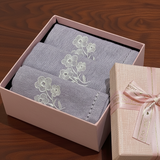 Embroidered Lavender Floral Napkin Gift Set | Box of 6 - side view