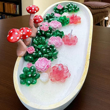 Fairy Garden Mushroom Candle Bowl | Handmade Home Decor by Mother | top view