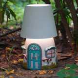Fairy House Ceramic Lamp with Clay Art Detailing | side view