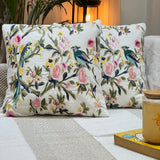 Floral Bird Embroidered Cotton Cushion – Single Piece overall view