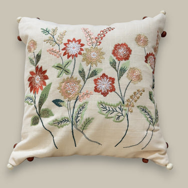 Floral Embroidered Cushion Cover | pillow view