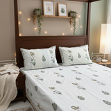 Floral Handblocked 400TC Cotton Bedsheet | King Size | full view