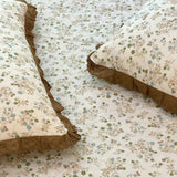 Floral Print 400TC Cotton Bedsheet with brown lace | King Size | top view