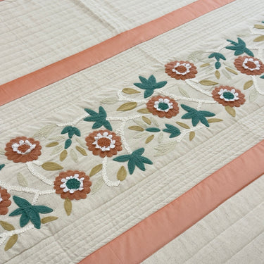 Floral Quilted Embroidered Bedcover Set | focus view