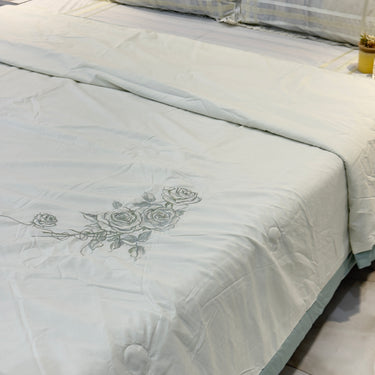 Floral Reversible Embroidered AC Comforter | Double | full view