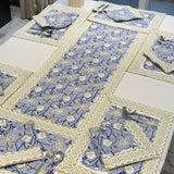 Floral Vine Handblocked Cotton Table Runner Set | full view