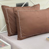 Geometric Taupe & Brown 400 TC Cotton Bedsheet Set focus view
