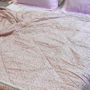 Granny Style Blush Pink Vintage Floral Comforter | left view