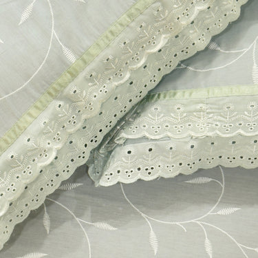 Green Double Lace 400TC Bedsheet | lace view