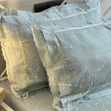 Green Double Lace 400TC Bedsheet | pillow view