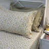 Green Floral with Polka King Size 5 piece Bedsheet Set | 4 pillow covers | side view 