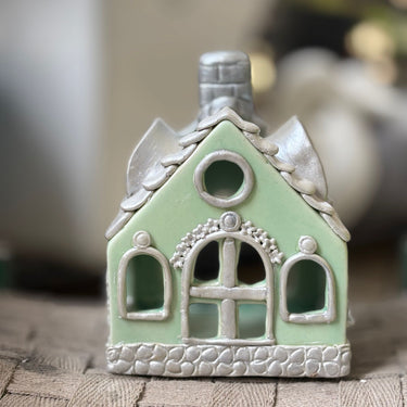Green Handmade dhoop stand - hut style| Front View