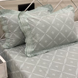 Green Leafy Double Lace 400TC Bedsheet | pillow view