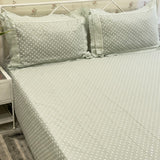 Green Polka Double Lace 400TC Pure Cotton Bedsheet | King Size | full view