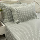 Green Polka Double Lace 400TC Pure Cotton Bedsheet | King Size | side view