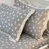 Grey Blossom Soft Cotton Feel Double Bed Bedsheet Set with Lace Detailed Pillow Covers (250 x 270 cm) | pillow view