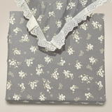 Grey Blossom Soft Cotton Feel Double Bed Bedsheet Set with Lace Detailed Pillow Covers (250 x 270 cm) | studio top view