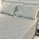 Grey Botanical Lace Print 400TC Cotton Bedsheet | King Size overall view 